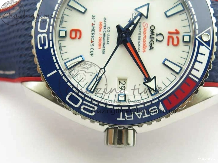 0504 Comfortable Planet Ocean 43.5mm America’s Cup VSF Best Edition White Dial On Blue Gummy Strap A 7900